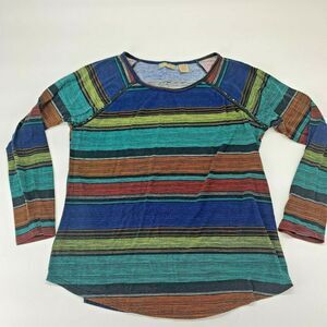 Art & Soul Multicolor Striped Long Sleeve Top Women’s Size Large